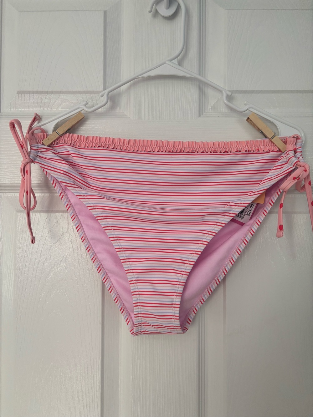 Kohl's Pink and White Striped Tie-Side Bikini Bottoms